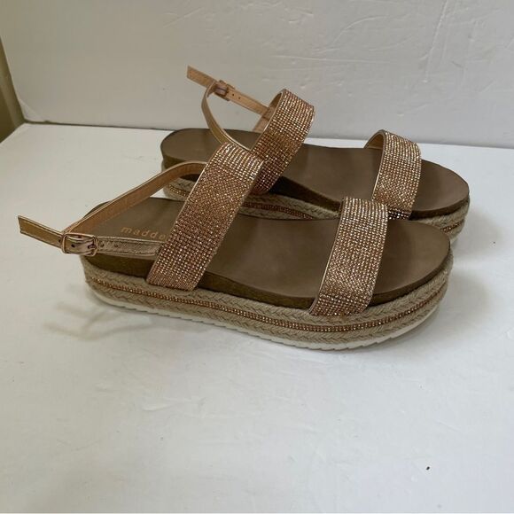 MADDEN GIRL‎ GLITZIE PLATFORM SANDALS IN GOLD GLITTER - Picture 1 of 7
